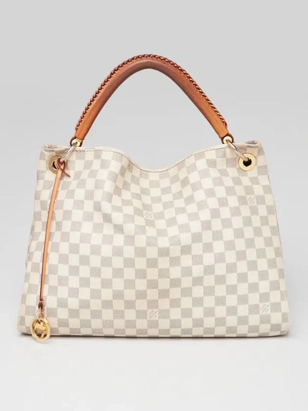 Louis Vuitton Damier Azur Checker Shoulder Tote with Tan Handle - Picture 1 of 5